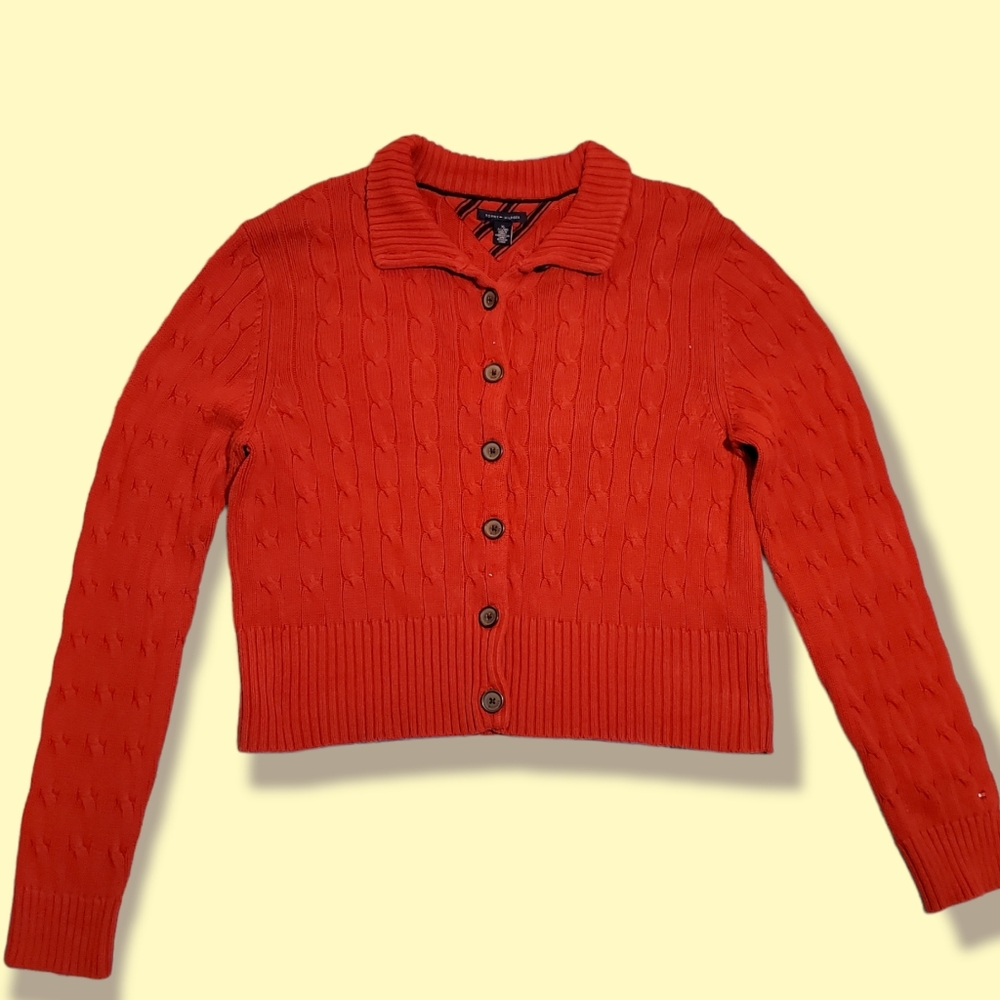 Tommy Hilfiger Collared Cable Knit Cardigan